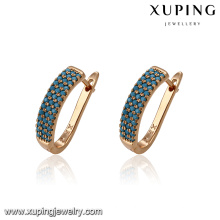 93370 xuping fashion hoop women copper alloy earring with 18K gold plated